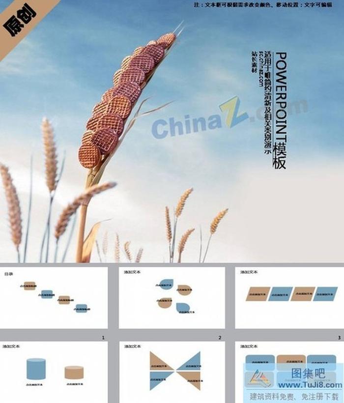 創(chuàng)意麥穗ppt模板下載