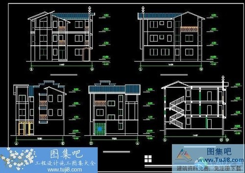 村鎮(zhèn)小康別墅建筑CAD施工圖及效果圖