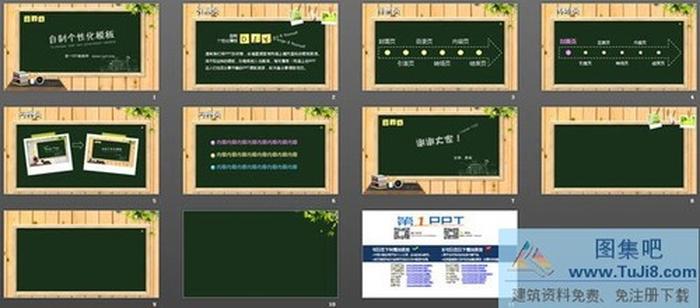 課堂上的黑板和粉筆字背景的教育學(xué)習(xí)PPT模板