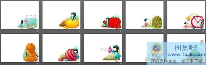 十張可愛卡通幻燈片背景圖片打包下載