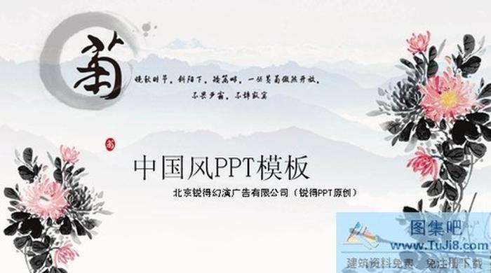 古典菊花PPT模板