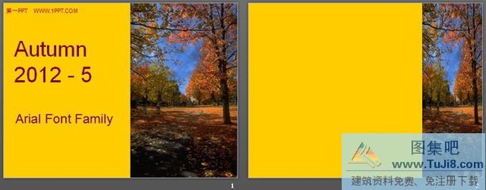秋季落葉飄落旅游風(fēng)景PPT模板