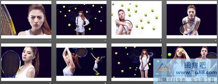 美女網(wǎng)球運動員PPT背景圖片