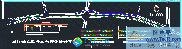 浦江迎賓路分車帶綠化設(shè)計平面圖