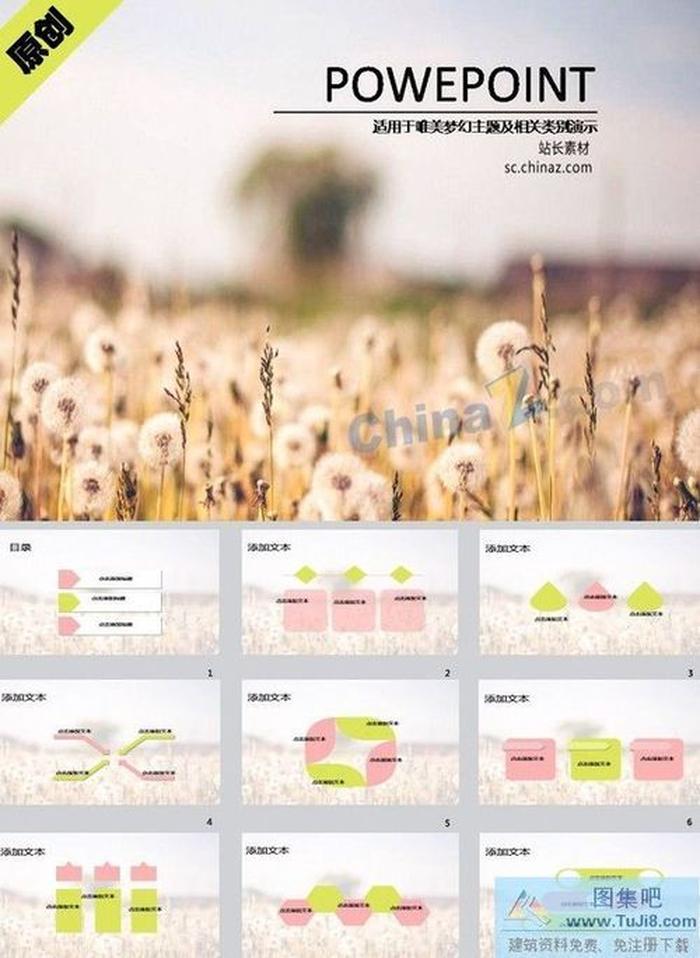 蒲公英唯美ppt模板下載