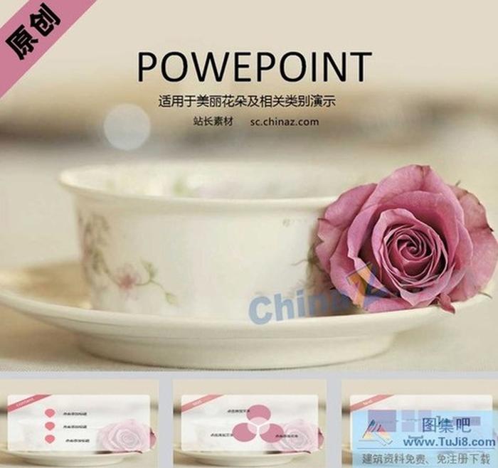 美麗玫瑰PPT模板