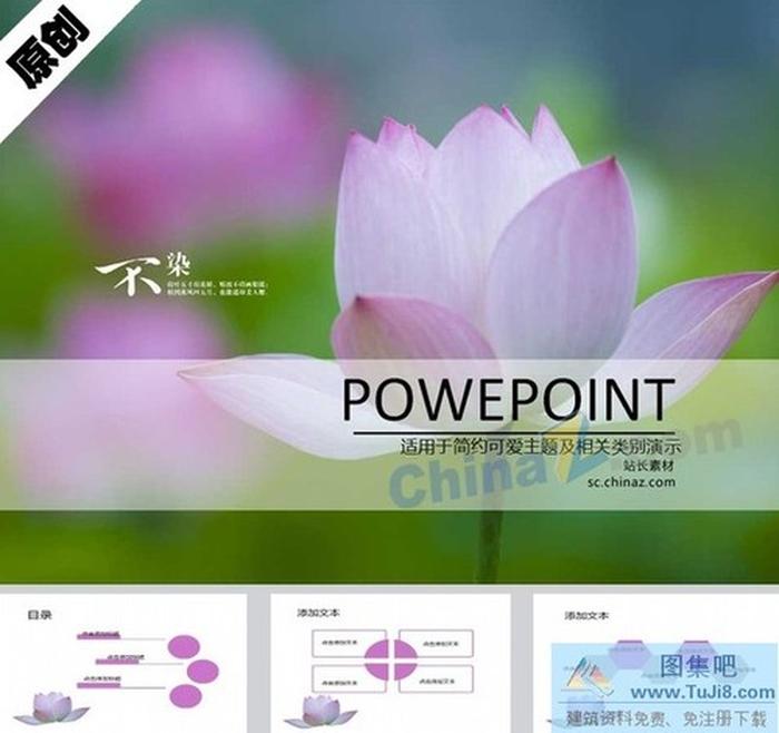 清新荷花PPT模板