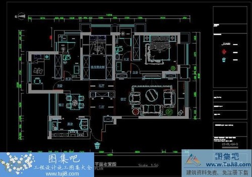 北京花園小區(qū)歐式風格三居室裝修施工圖含效果圖