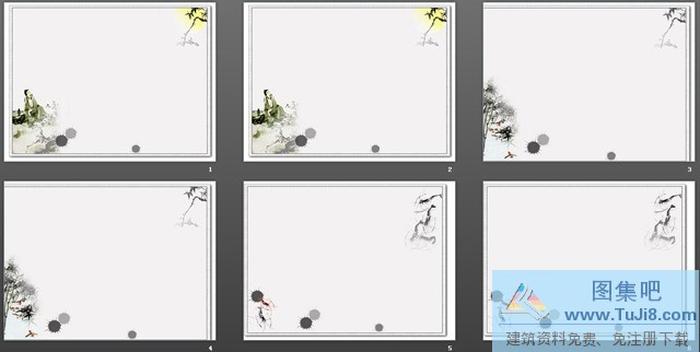 灰色杜甫背景中國風PPT模板下載