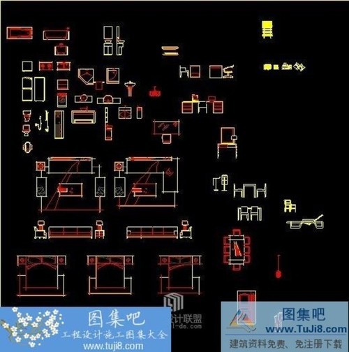 一套CAD家具等生活用具圖塊