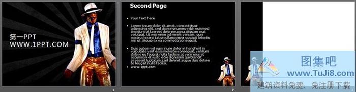 黑色背景邁克杰克遜PPT模板下載