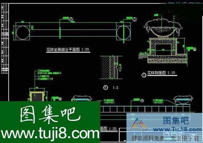 園林小品-花缽坐凳詳圖