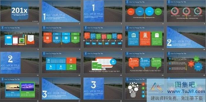 扁平化風(fēng)格經(jīng)典藍(lán)商務(wù)PPT模板