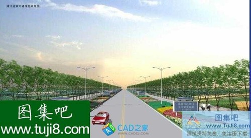 浦江市迎賓大道綠化設(shè)計(jì)施工圖CAD圖紙