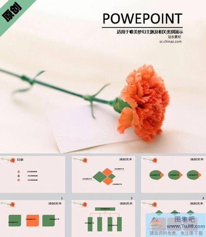 康乃馨感恩ppt模板下載