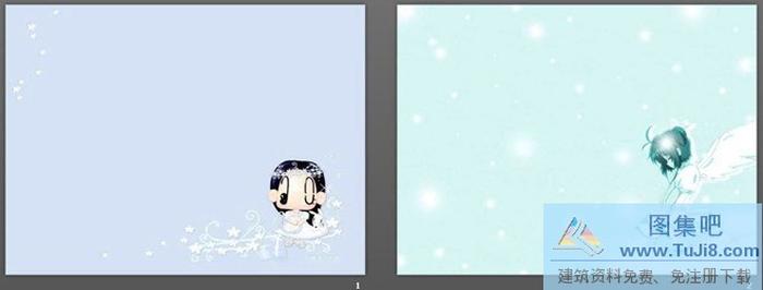 兩張可愛的卡通人物PowerPoint背景圖片