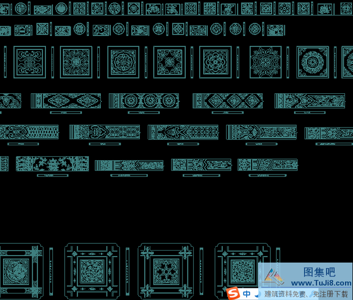 中式屏風(fēng)花紋雕花CAD圖塊大全.zip