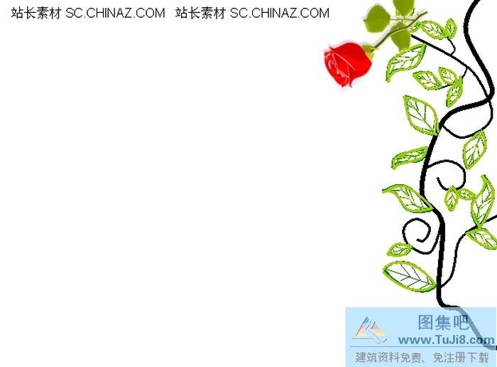 邊角玫瑰PPT模板