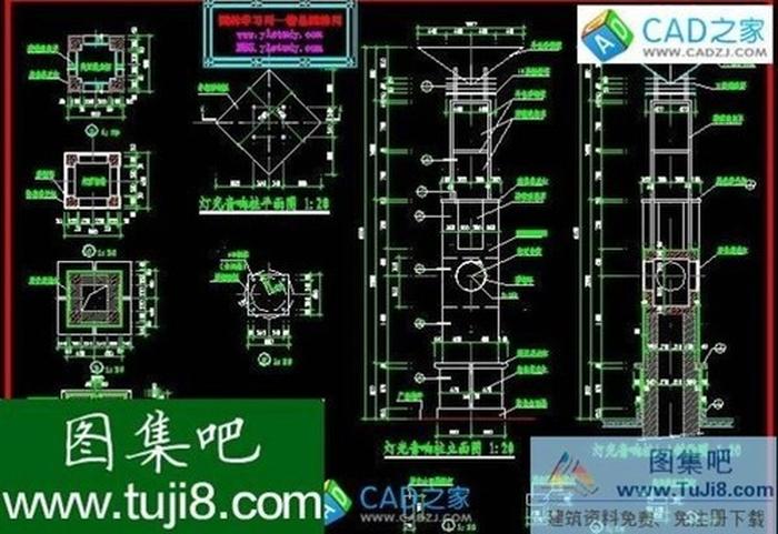 廣場(chǎng)發(fā)光燈柱效果及施工圖