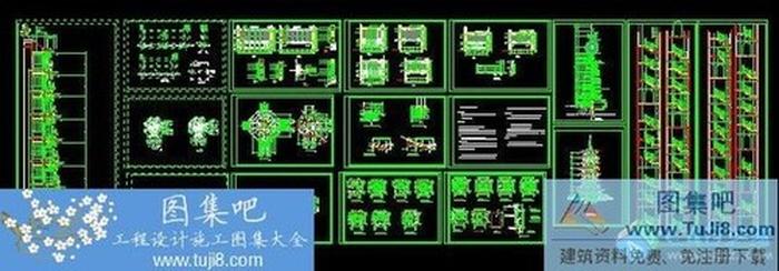 杉湖島七層塔全套建施圖含大樣圖