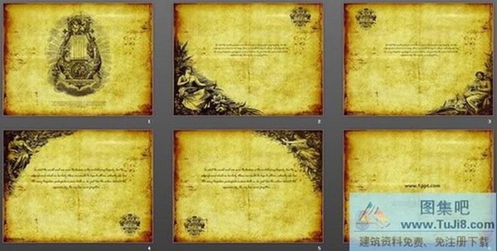 歐美古典風(fēng)格PPT背景圖片六張