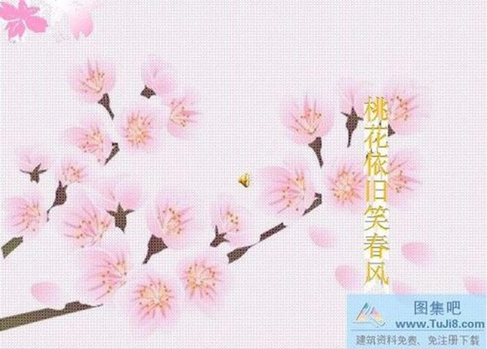 動態(tài)的桃花PPT模板