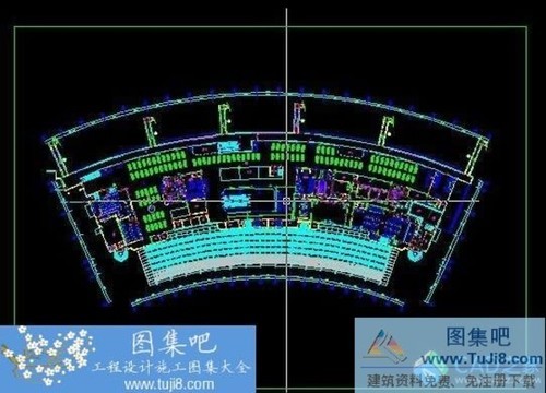 大型弧形咖啡廳CAD設(shè)計平面圖