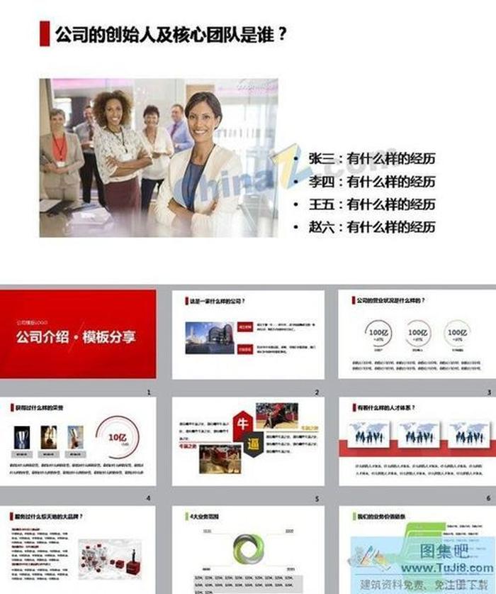 簡潔大氣喜慶公司介紹ppt模板