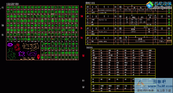 植物CAD平面圖例（附種植設(shè)計統(tǒng)計表）