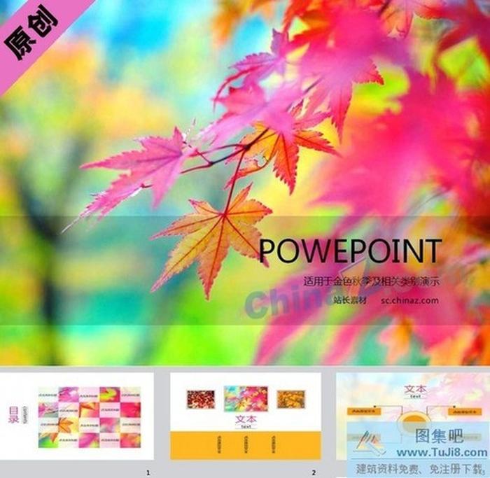 秋之楓葉PPT模板