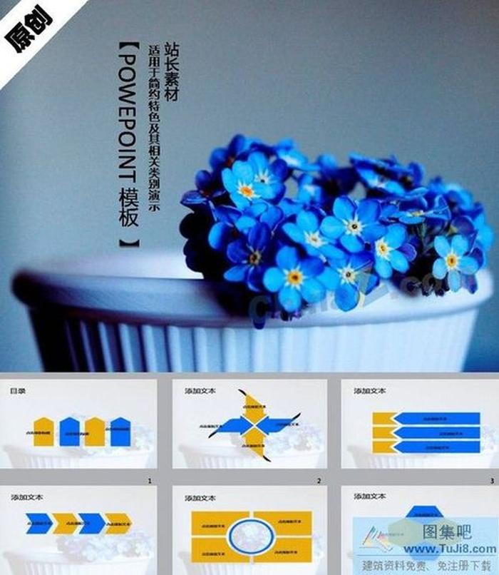 唯美花盆ppt模板下載