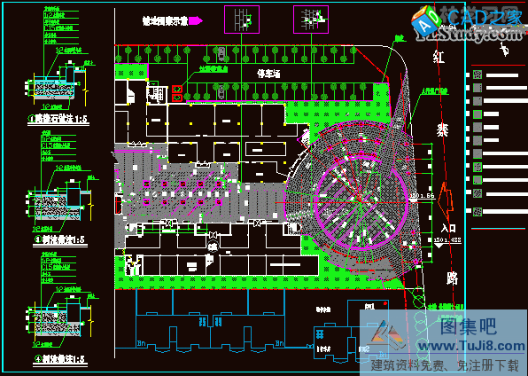 某廣場鋪裝大樣及定位圖