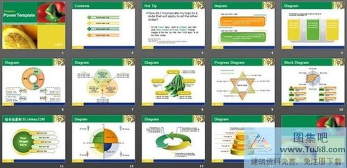 蔬菜水果背景幻燈片模板下載