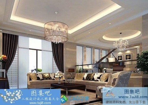 歐式大別墅全套效果圖與施工圖