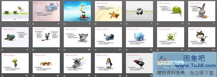 可愛的立體動(dòng)物幻燈片背景圖片下載