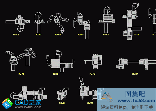 各式滑梯CAD圖塊集