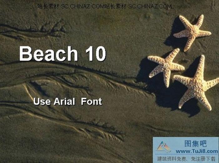 沙灘與海星PPT模板