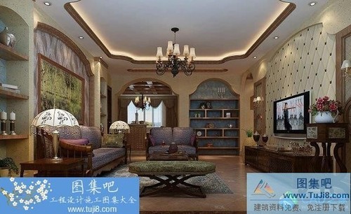 經(jīng)典的美式鄉(xiāng)村風格家裝設計圖（附帶詳細施工圖+高清效果圖）