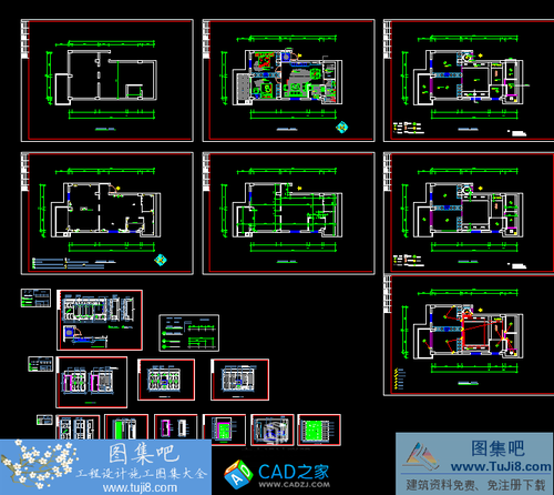7套風(fēng)格不同的100-110平小三房室內(nèi)裝修施工圖紙