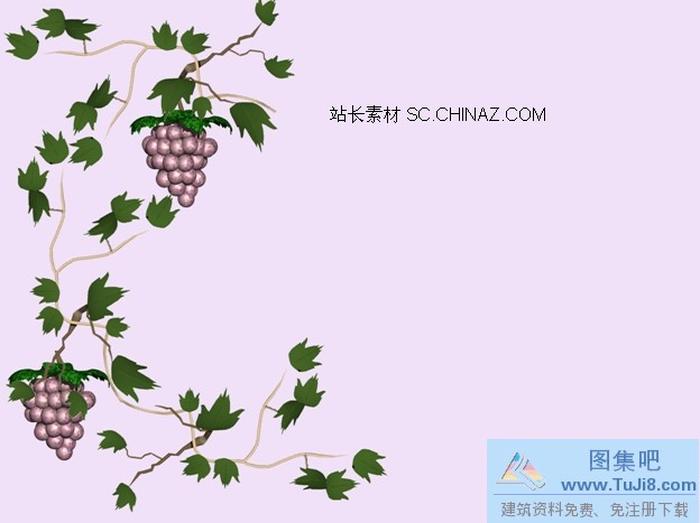 葡萄邊角PPT模板