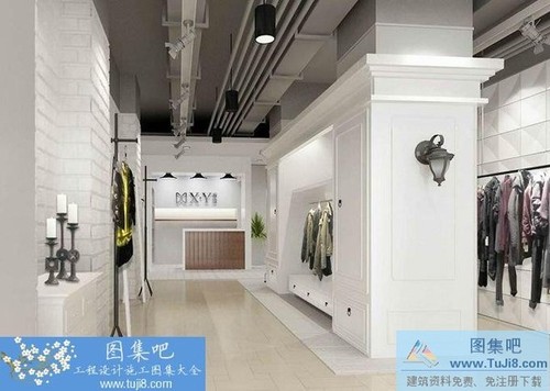 日韓休閑風格女裝專賣店CAD施工圖+模型