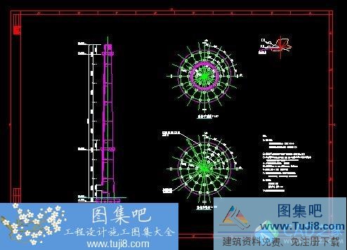 某80m煙囪工程施工圖CAD圖紙