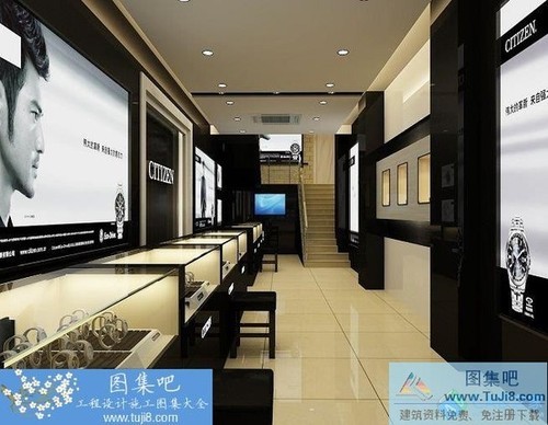 CITIZEN手表專賣店平立面大樣施工圖+效果圖
