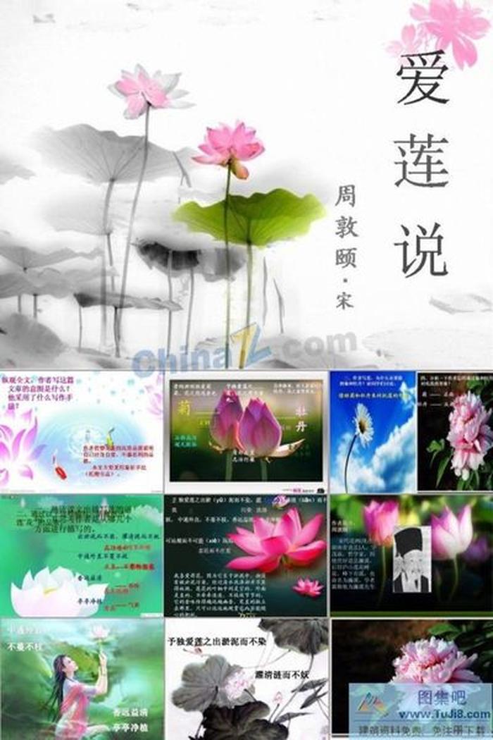 古典蓮花ppt模板下載