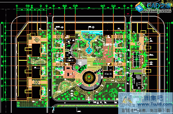一套精細(xì)園林廣場CAD施工詳圖
