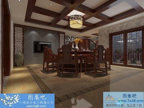 純中式風格別墅CAD施工圖及效果圖