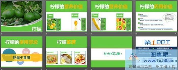 綠色檸檬PowerPoint模板下載