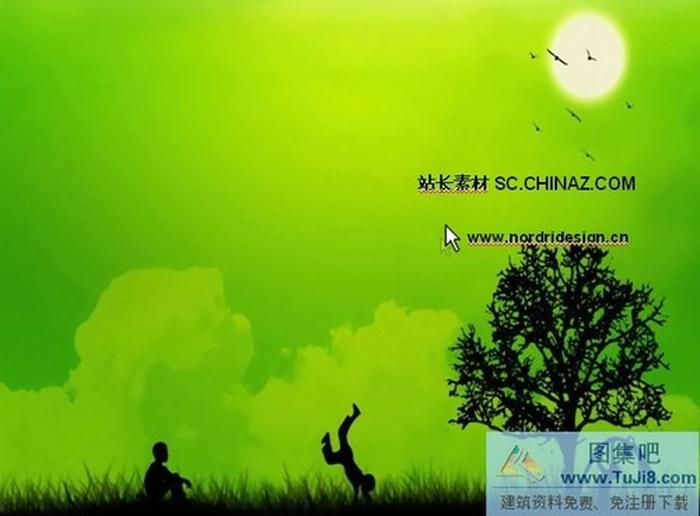 綠色背景PPT模板