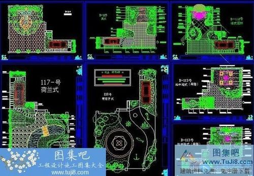 六種不同國家風格別墅花園設(shè)計成品圖紙