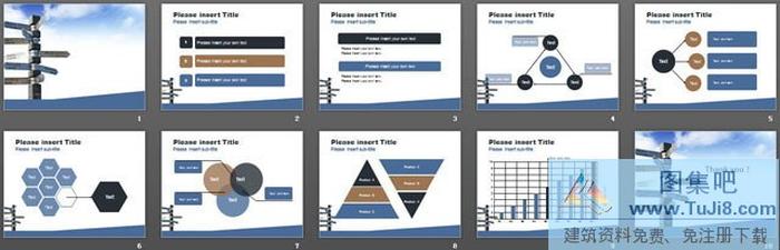 指路牌背景商務(wù)PowerPoint模板